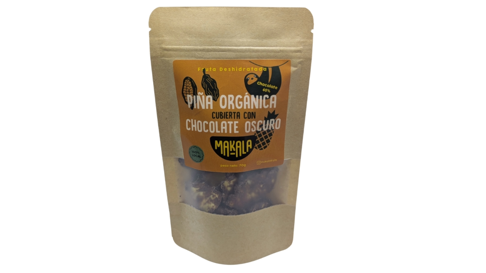 Piña Orgánica Deshidratada con Chocolate Oscuro 65% Makala – 70g