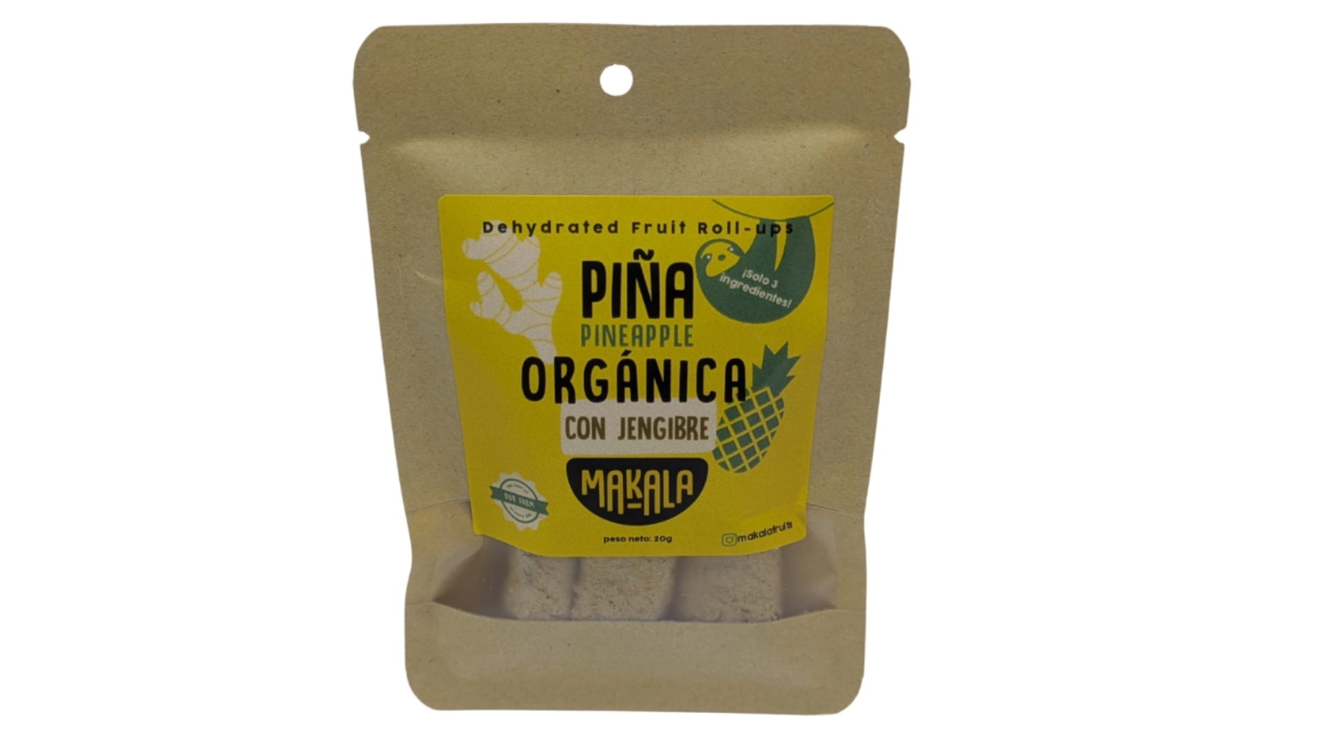 Rollitos de Piña-Jengibre Orgánica Deshidratada – Makala
