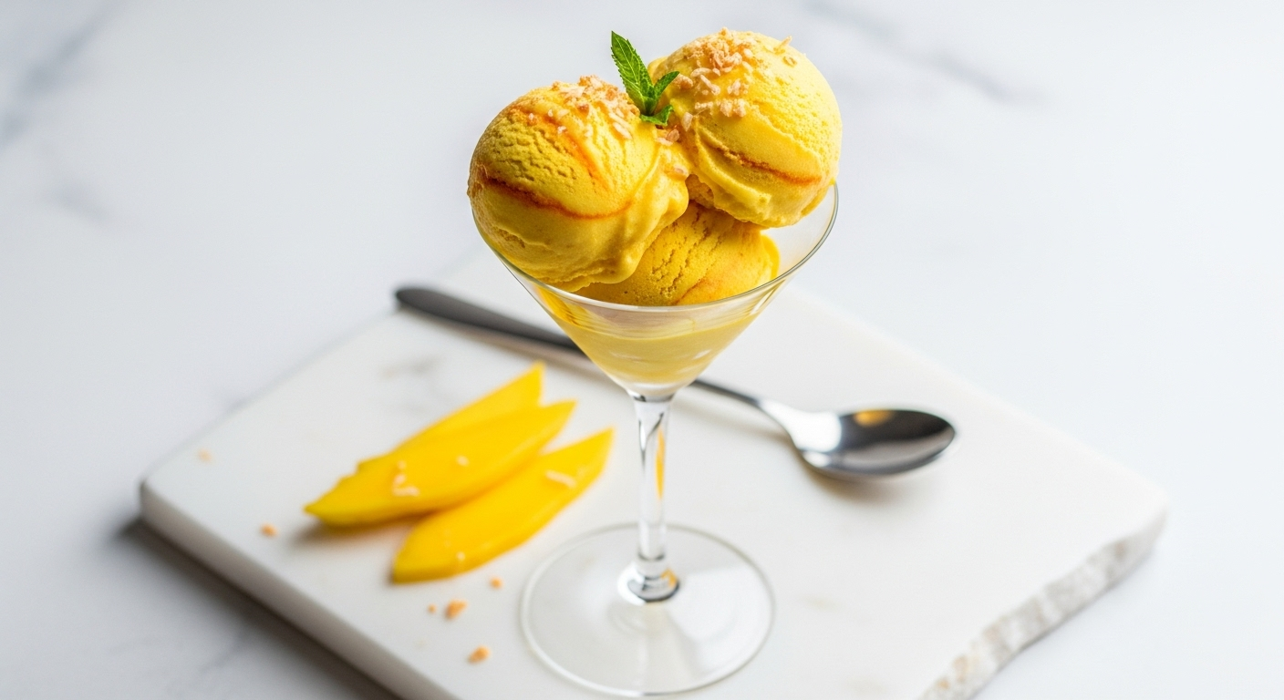 Helado de mango con curcuma.236Z